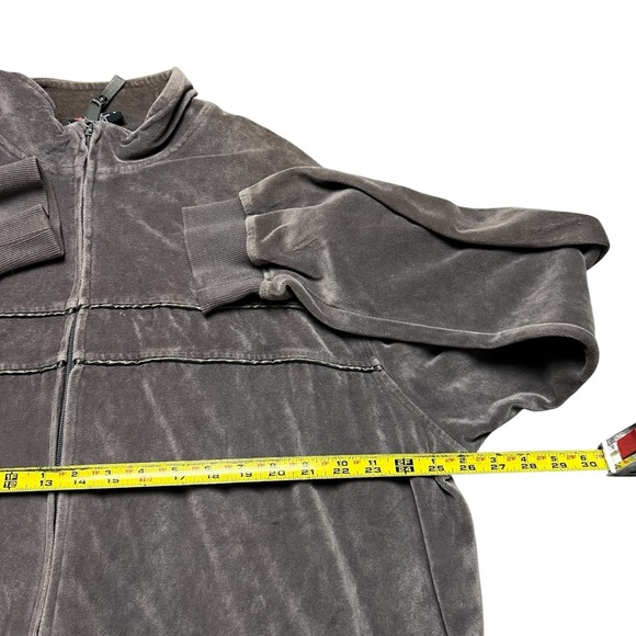 South Pole Mens Full Zip Track Jacket Brown Velour Y2K 90s Vintage Soft XXL - Picture 5 of 5